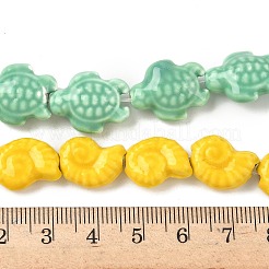 手作りの陶器ビーズ  海のテーマ  光沢釉の磁器  混合図形  14~21x10~21x5~12mm  穴：1.5~2.5mm  約18~28個/連  13.58~15.94インチ（34.5~40.5cm）&nbsp;PORC-C006-01