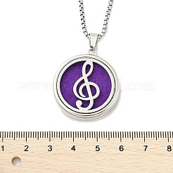 316 Surgical Stainless Steel Aromatherapy Diffuser Perfume Hollow Flat Round Pendant Box Chain Necklaces&nbsp;NJEW-R016-01P-01