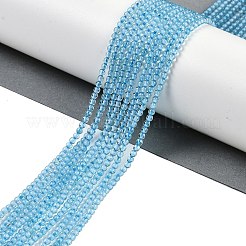 天然ブルートパーズビーズ連売り  グレードAA  ラウンド  染め＆加熱  2mm  穴：0.6mm  約167個/連  15.35''（39センチメートル）&nbsp;G-P553-A01-02
