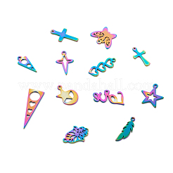 48Pcs 12 Style 201 Stainless Steel Pendants&nbsp;STAS-TA0001-90