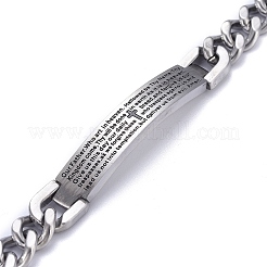 Tarnish Resistant Religion 304 Stainless Steel Cuban Link Chain Bracelets&nbsp;LS-BJEW-P263-H01-P