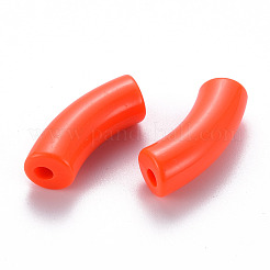 不透明なアクリルビーズ  カーブチューブ  レッドオレンジ  36x13.5x11.5mm  穴：4mm  約110個/415g&nbsp;LS-MACR-S372-001B-S026