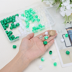 120個 4色 ABSプラスチック イミテーションパール ヨーロピアンビーズ  大穴ビーズ  バレル  ツートン  ミックスカラー  11~12x11mm  穴：5~6.5mm  30個/カラー&nbsp;FIND-SC0022-07A
