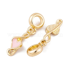 Rack Plating Alloy Pink Enamel European Dangle Charms&nbsp;FIND-C055-14G