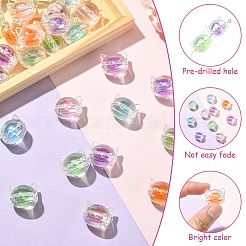 30Pcs UV Plating Rainbow Iridescent Acrylic Beads&nbsp;OACR-YW0003-53