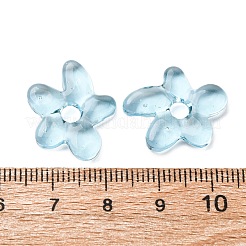 手作りランプワークビーズ  花  ライトシアン  18x17x4mm  穴：3.7mm&nbsp;LS-LAMP-S069-03B