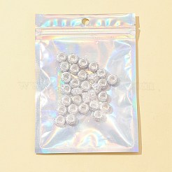 30個のポリマークレイラインストーンヨーロッパビーズ  大穴ビーズ  ロンデル  シルバーカラーメッキ真鍮コア付き  クリスタルAB  10~12x7~8mm  穴：5mm&nbsp;CPDL-FS0001-01