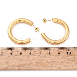 C字型304ステンレススチールスタッドピアス  ゴールドカラー  30.5x5mm&nbsp;EJEW-A125-17G
