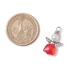 Spray Painted Transparent Glass Beads with ABS Plastic Imitation Pearl Round Beads amd Tibetan Style Alloy Fairy Wing Beads and 304 Stainless Steel Flat Head Pins Pendants&nbsp;PALLOY-JF03622