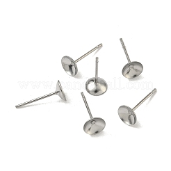 変色しない304ステンレススチールポストスタッドピアス金具  ステンレス鋼色  6mm  ピン：0.8mm&nbsp;X-STAS-R063-50
