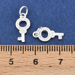スターリングシルバーのパヴェクリアキュービックジルコニアキーチャーム925個  丸カンとスタンプ925個付き  銀  13x6x1mm  穴：3mm&nbsp;STER-A049-07S