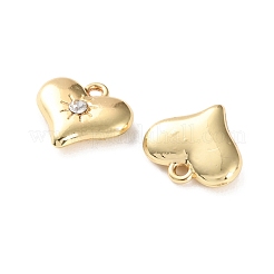 ラックメッキ合金ラインストーンペンダント  ハートチャーム  ゴールドカラー  12.5x13.5x4mm  穴：1.4mm&nbsp;FIND-M038-20G