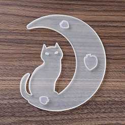 三日月の動物の大きなペンダントの DIY シリコン型  レジン型  UVレジン用  エポキシ樹脂ジュエリー作り  猫の模様  121x106x3.5mm  穴：9.5x12mm&nbsp;LS-DIY-F125-03