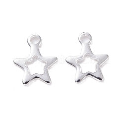 ステンレススチールチャーム201個  スター  銀  10.5x9x0.8mm  穴：1mm&nbsp;STAS-F039-51-S