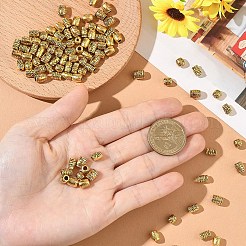 100個5スタイルチベットスタイルアロイビーズ  鉛フリー＆カドミウムフリー  アンティーク黄金  6~8x5~6.5mm  穴：1.5~4mm  20個/スタイル&nbsp;TIBEB-YW0001-37