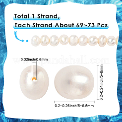 1 連売り天然養殖淡水真珠ビーズ 連売り  ポテト  乳白色  5~6.5x5~6mm  穴：0.6mm  約69~73個/連  14.17~14.57''（36~37センチメートル）&nbsp;PEAR-SC0001-42