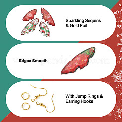 DIY Christmas Theme Epoxy Resin Wing Dangle Earring Kits&nbsp;DIY-TA0010-31