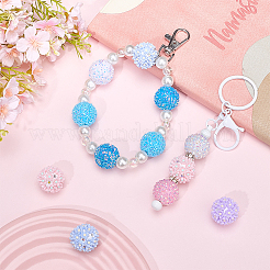 6Pcs 3 Colors Handmade Polymer Clay Rhinestone Floral Ball Beads&nbsp;CLAY-SC0002-14