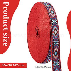 Ethnic Style Embroidery Rhombus Polyester Ribbon&nbsp;OCOR-WH0078-237-1