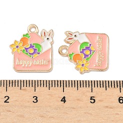 イースター合金エナメル ペンダント  ライトゴールド  花  18x16x1mm  穴：1.6mm&nbsp;X-ENAM-I055-01KCG-04