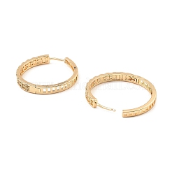 Brass Micro Pave Cubic Zirconia Hoop Earring&nbsp;EJEW-D078-48KCG