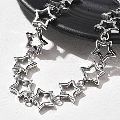 304 Stainless Steel Star Link Chain Necklaces for Women Men&nbsp;NJEW-A043-05P