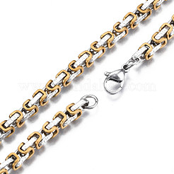 Ion Plating(IP) Two Tone 201 Stainless Steel Byzantine Chain Bracelets&nbsp;BJEW-S057-95B