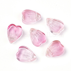 電気メッキガラスチャーム  ハート  パールピンク  12x9x4mm  穴：1mm&nbsp;EGLA-E059-D07
