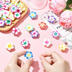 40個10色手作りポリマークレイビーズ  花  ミックスカラー  25~26x25~26x10~12mm  穴：1.6mm  4個/カラー&nbsp;CLAY-CJ0002-13