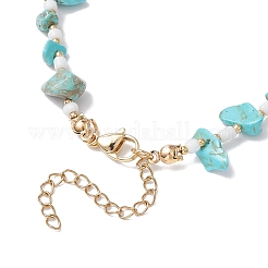 Summer Beach Synthetic Turquoise Chip Starfish & Natural Shell & Alloy Enamel Charm Anklets&nbsp;X1-AJEW-TA00037