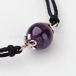 Adjustable Natural Gemstone and Waxed Cotton Cord Bracelets&nbsp;BJEW-JB02333