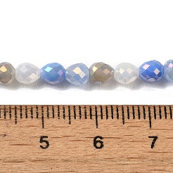 電気メッキガラスビーズ連売り  多面カットティアドロップ  虹メッキ  コーンフラワーブルー  4.5~5x4mm  穴：0.8mm  約100個/連  18.31~18.70''（46.5~47.5センチメートル）&nbsp;GLAA-B013-01H