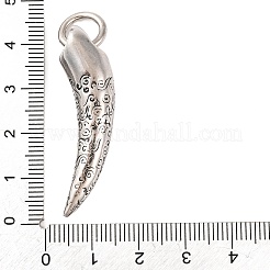変色しない316サージカルステンレスペンダント  丸カン付き  犬歯チャーム  ステンレス鋼色  40.5x10.5mm  穴：3.5mm&nbsp;STAS-Z073-27P