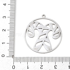 クリスマス 201 ステンレス ペンダント  キャンディケイン付きフラットラウンド  30x28x1mm  穴：1.5mm&nbsp;STAS-C156-01I-P
