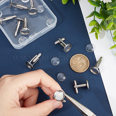 304ステンレススチール製カフスボタン10個 アパレルアクセサリの