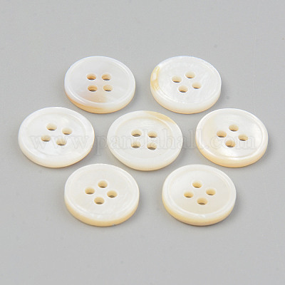 Natural 4-Hole Freshwater Shell Buttons&nbsp;BUTT-T011-01A-1