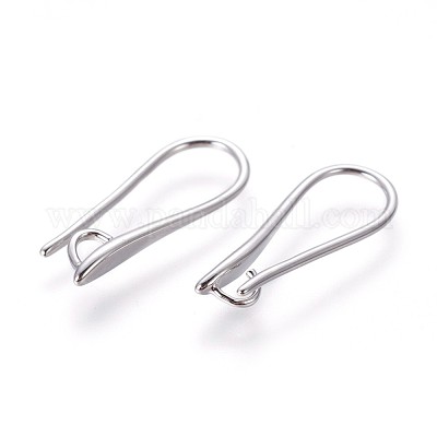 真鍮のピアスフック  水平ループ付き  プラチナ  19.5x8x2.5mm  穴：2mm  18ゲージ  ピン：1mm&nbsp;KK-L177-32P-1