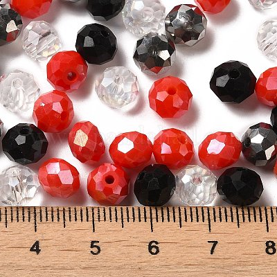 ガラスビーズ  多面カット  ロンデル  銀  8x6mm  穴：1mm  約1210個/500g&nbsp;EGLA-A034-LM8mm-14-1
