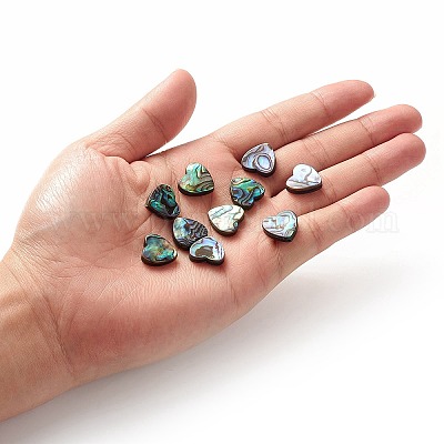 アワビ殻/パウア殻ビーズ  ハート  カラフル  14x14x4mm  穴：1.2mm&nbsp;SHEL-T005-01-1