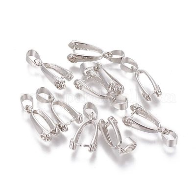 真鍮製ピンチべイル  アイスピック  カン付き  カドミウムフリー＆鉛フリー  プラチナ  19x11mm  穴：3.5x5mm  ピン：0.7mm&nbsp;KK47-1