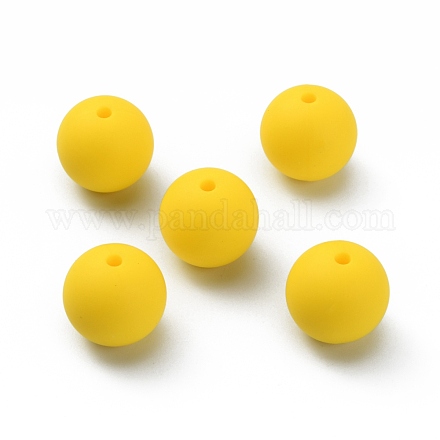シリコンビーズ  ラウンド  きいろ  14.5~15mm  穴：2.2mm&nbsp;SIL-WH0012-001I-1