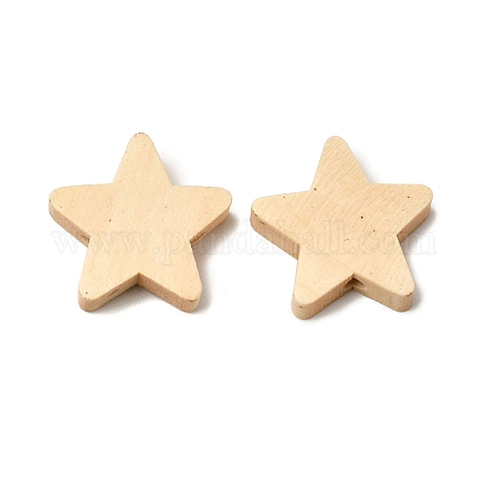 天然木のビーズ スター 湯通しアーモンド 19x19.5x5mm 穴:1.6mm WOOD-A026-11-1