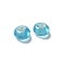 Handmade Lampwork Beads, Flat Round, Light Sky Blue, 7~8x4~5mm, Hole: 2mm