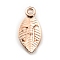 Alloy Pendants, Leaf with Letter Charm, Rose Gold, Letter.H, 15.5x7.5x2.5mm, Hole: 1.5mm