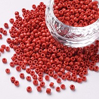 ガラスシードビーズ  不透明な色の種  DIYジュエリー作成用の小さなクラフトビーズ  ラウンド  レッド  8/0  3mm  穴：1mm  約10000個/ポンド&nbsp;SEED-A010-3mm-45