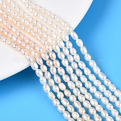 Natural Cultured Freshwater Pearl Beads Strands, Rice, Grade AB, Creamy White, 4~6x3.5~4mm, Hole: 0.6mm, about 73~75pcs/strand, 13.78~14.17 inch(35~36cm)