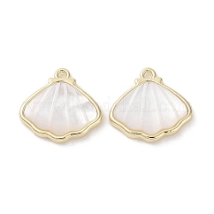 Brass Pave Shell Charms, Shell Shape Charms, Real 18K Gold Plated, 11.5x12.5x2.5mm, Hole: 1mm