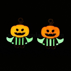 Halloween Theme Rack Plating Luminous Alloy Enamel Pendants&nbsp;ENAM-N056-232G