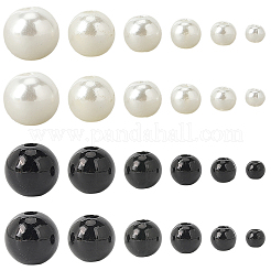 3390 個 12 スタイル ABS プラスチック模造パールビーズ  ラウンド  ミックスカラー  3~10mm  穴：1.4~2.3mm&nbsp;KY-SP0001-50