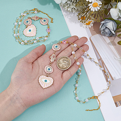 2Pcs Handmade Evil Eye Lampwork & Alloy Enamel Car Hanging Ornaments&nbsp;HJEW-HY00181